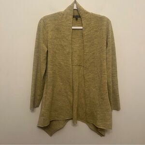 Eileen Fisher 100% Merino Wool Open Front Drape Cardigan Womens Size Small Green